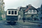 Triebwagen-Beiwagen VS 50 der Brohltalbahn auf dem am 1. Oktober 1974 stillgelegten und 1976 abgebauten Streckenabschnitt Engeln - Kempenich im Endbahnhof Kempenich. (08.05.1967) <i>Foto: Dieter Junker</i>