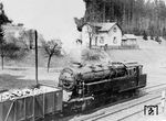 95 044 vom Bw Probstzella schiebt einen Güterzug über die Frankenwaldrampe bei Steinbach a Wald nach. (1931) <i>Foto: RVM</i>